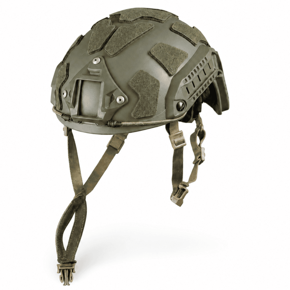 Kolibri Works OpsCore FAST SF Patch in Ranger Green on green tactical helmet