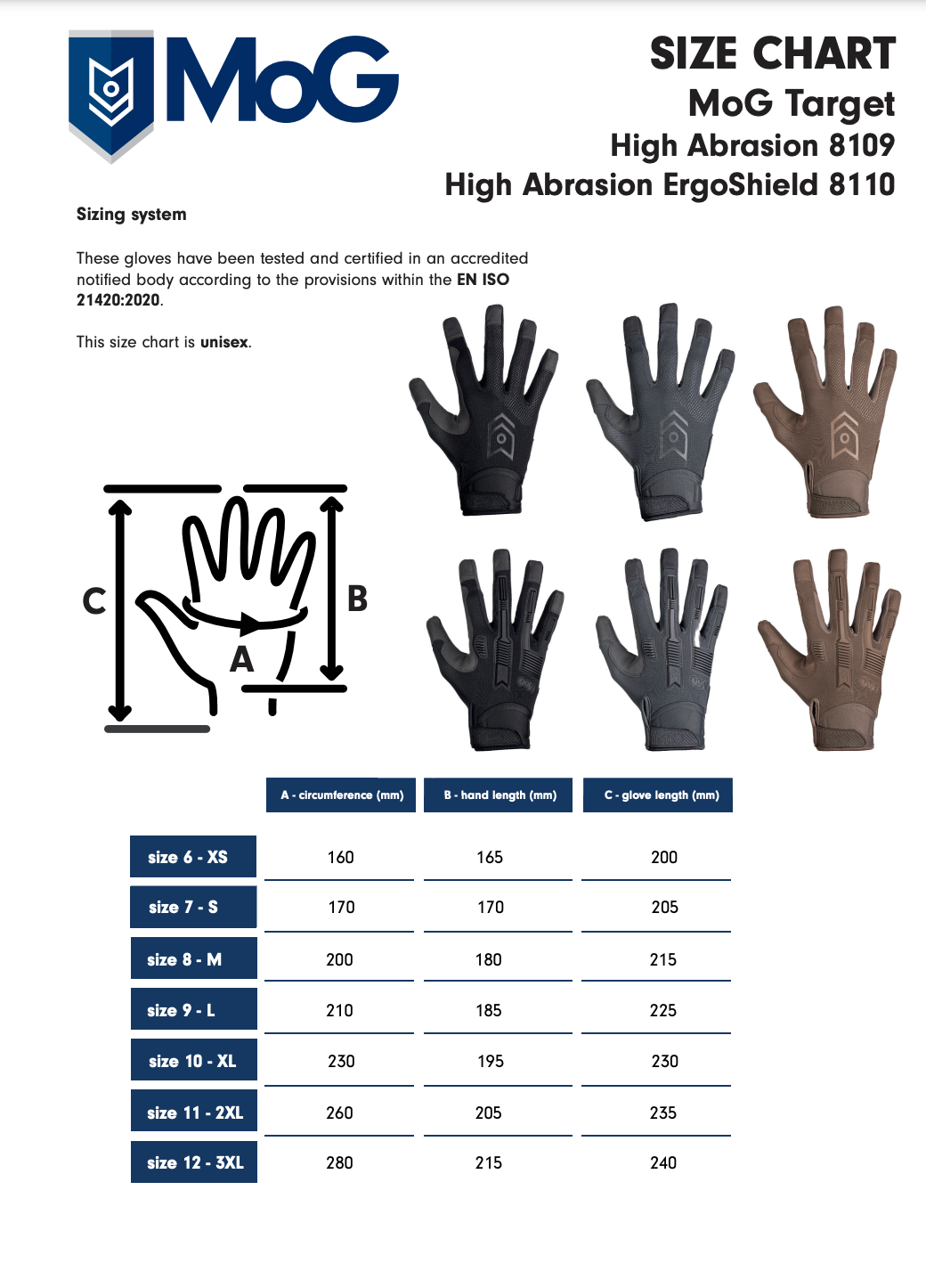 MoG Target High Abrasion Ergoshield Tactical Gloves product view 1