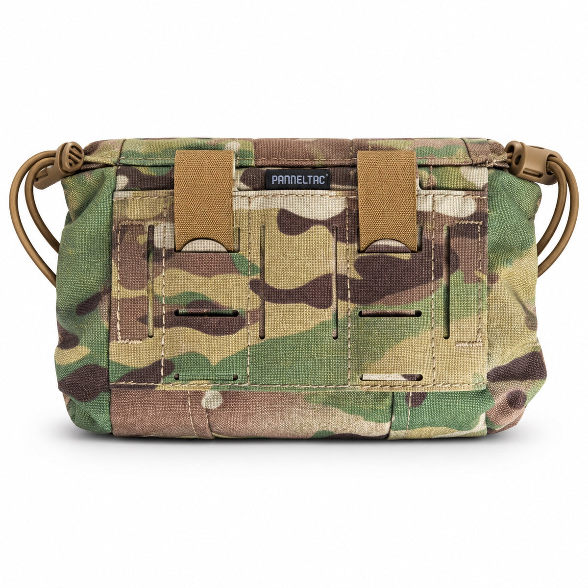 Panneltac Low Vis IFAK in Multicam, rear view showing MOLLE attachment panel