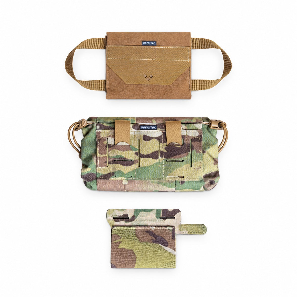 Panneltac Low Vis IFAK Multicam set with coyote removable insert, outer pouch and separate tourniquet holder
