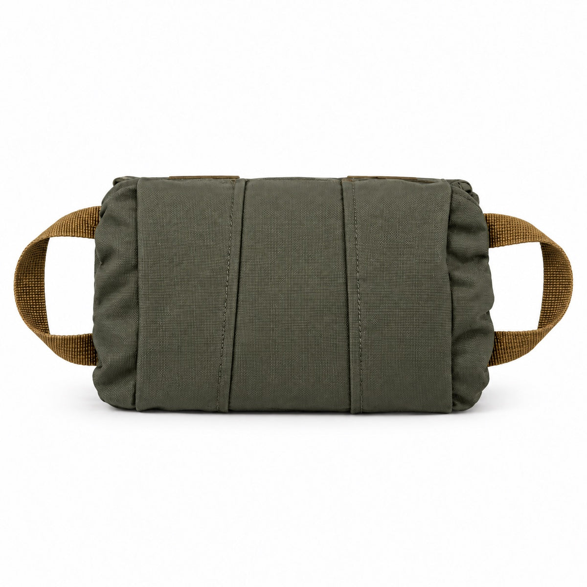 Panneltac Low Vis IFAK in Ranger Green, front view with coyote pull handles