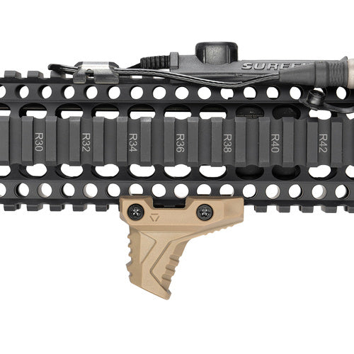 Strike Industries Grip Mini Handstop CMS Picatinny FDE on rifle