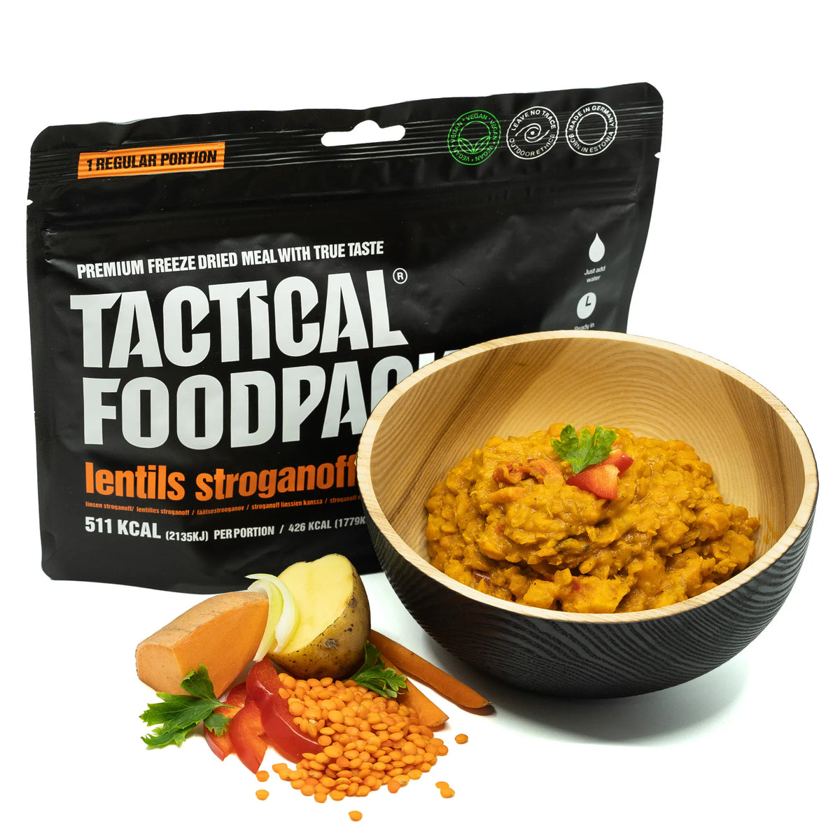 Tactical Foodpack Lentils Stroganoff prepared meal