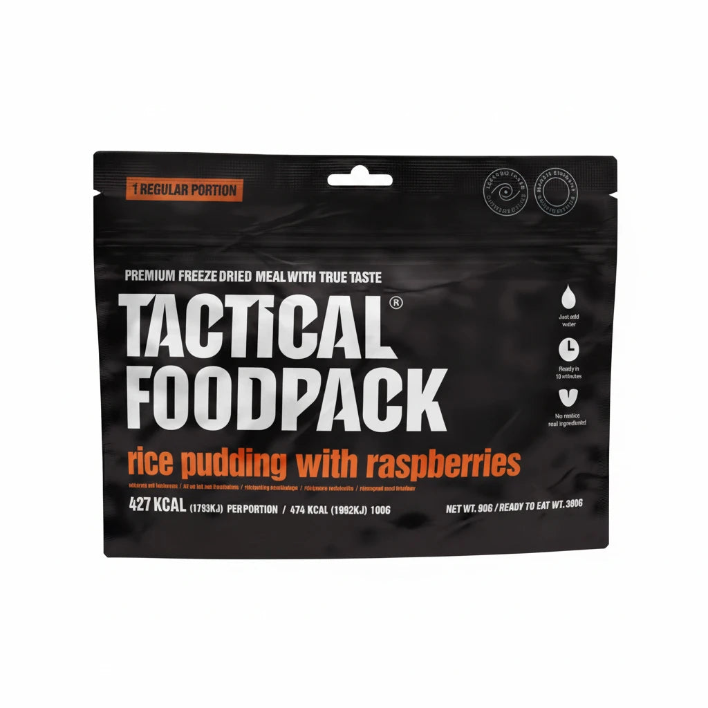 Tactical Foodpack Rice Pudding with Raspberries package
