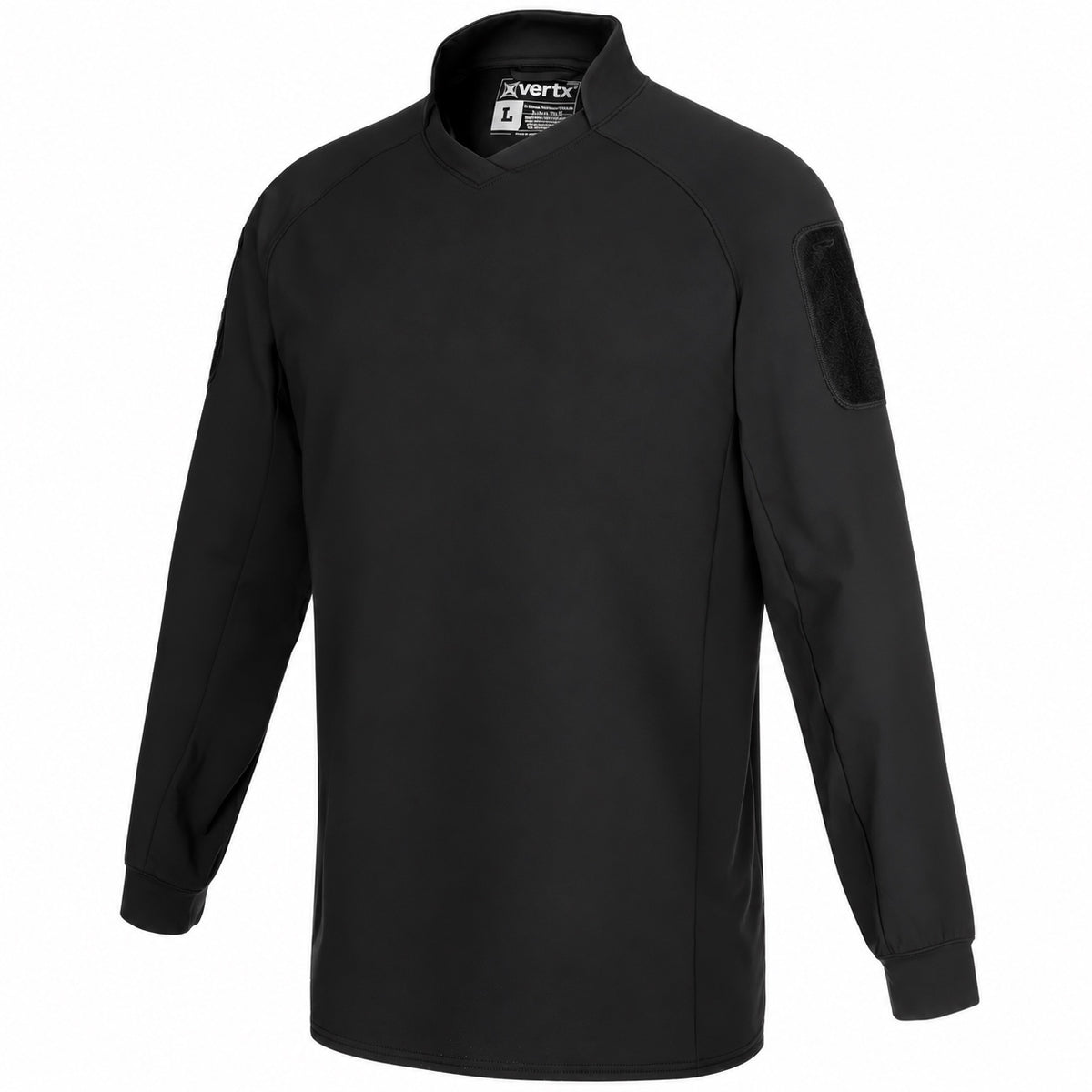 Vertx Men's Enduro Training Long Sleeve Shirt in Black, front view on white background