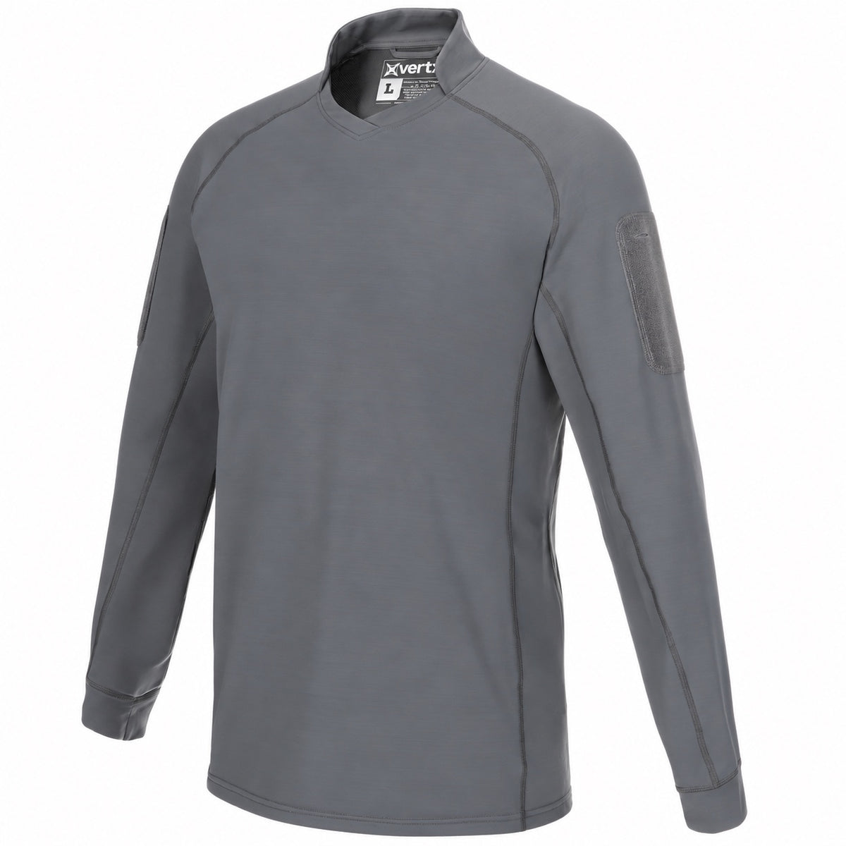 Vertx Men's Enduro Training Long Sleeve Shirt in Grey, front view on white background