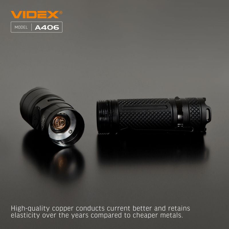 Videx A406 Tactical Flashlight - 4000 lm construction detail