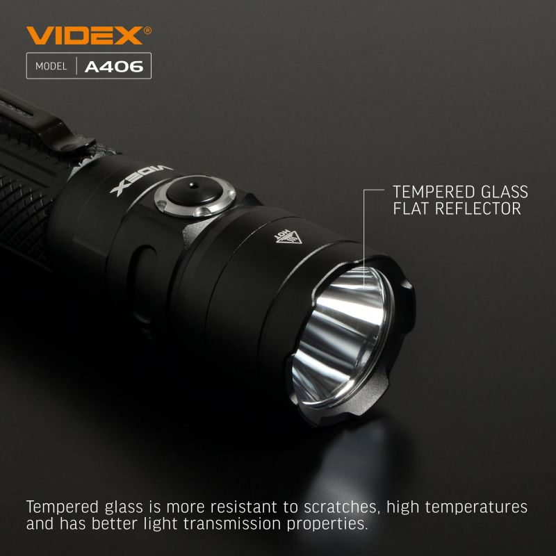 Videx A406 Tactical Flashlight - 4000 lm tempered glass